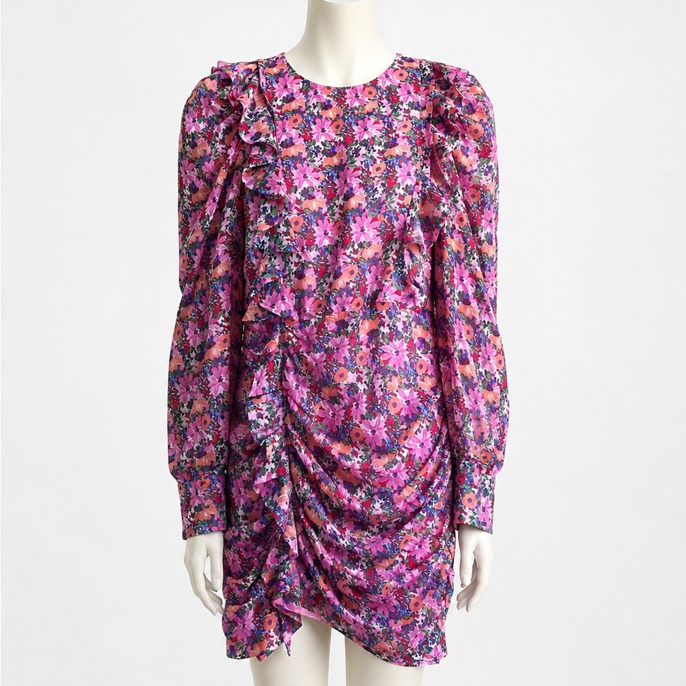 Zara Floral Ruffle Mini Dress size small NEW - Picture 2 of 5